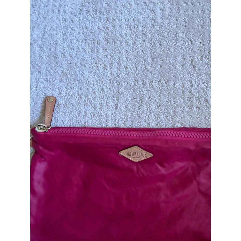 MZ Wallace Nylon Pouch Women OS Pink Zippered Travel Cosmetic Clutch Bag